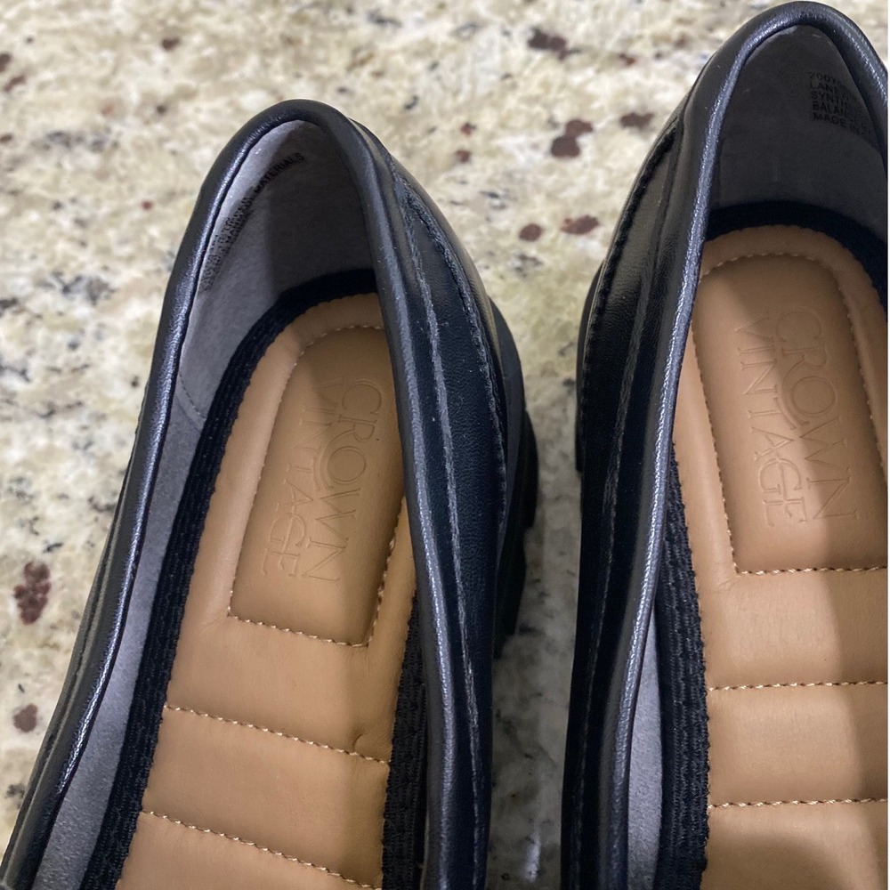 Crown Vintage Laney Black Lug Sole Penny Loafers Womens‎ Chunky Platform Shoes - Picture 7 of 7